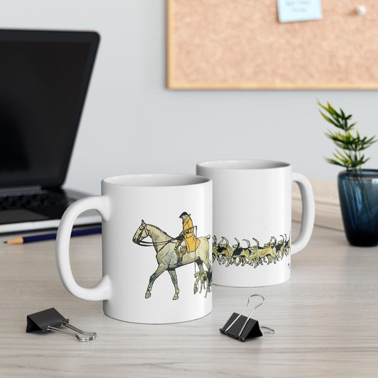 Yellow Fox Hunter with Pack of Foxhounds Mug